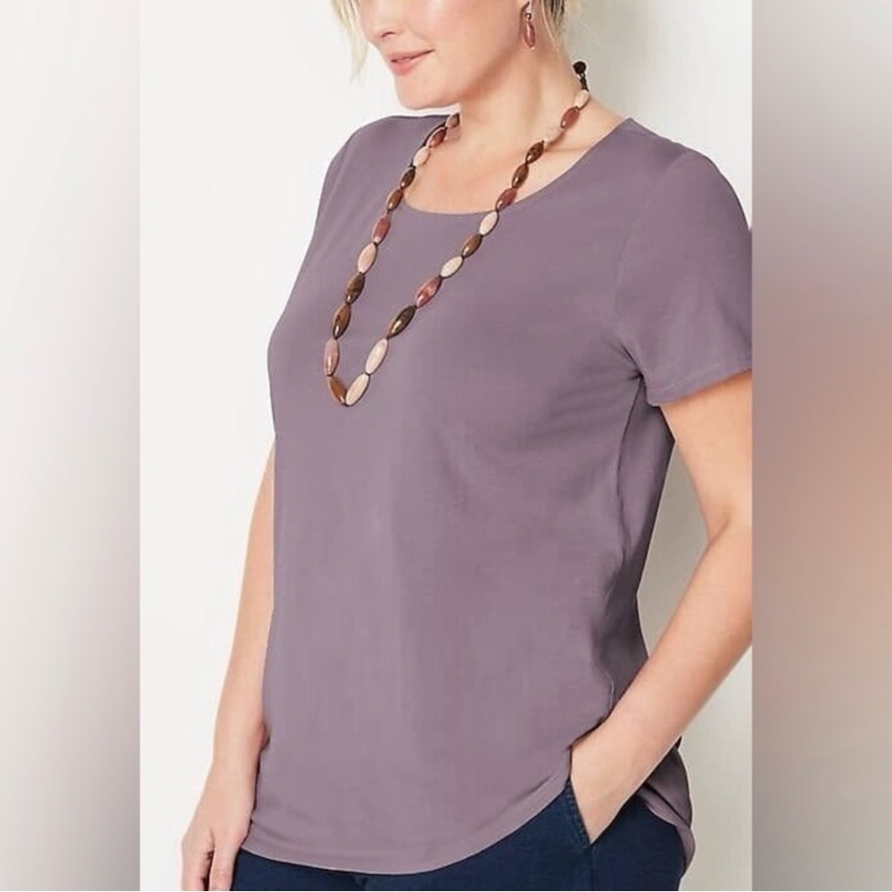 J. JILL | Pima Cotton Mauve Short Sleeve Tee